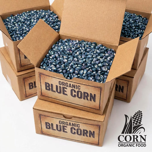blue corn kernels from USDA organic blue corn nixtamal starter kit close up