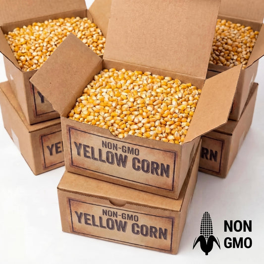 close up of non-GMO yellow dent corn kernels