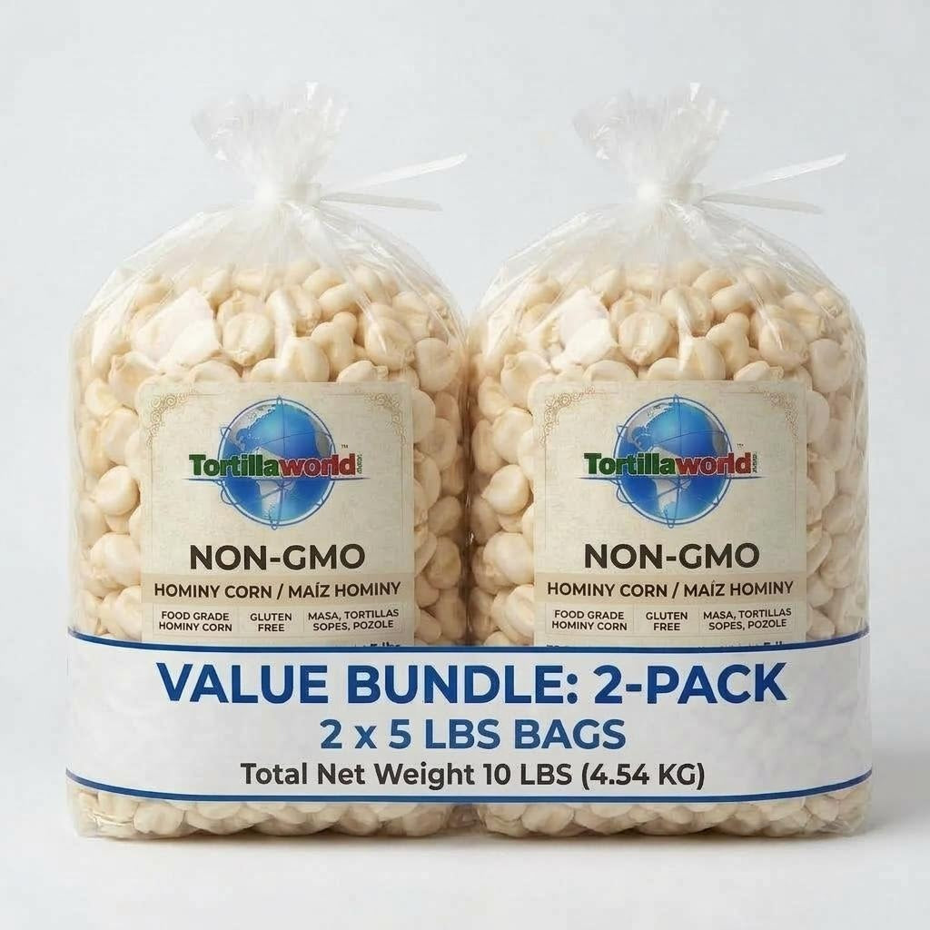 non-GMO white corn nixtamal starter kit with 5 lb corn bag and calcium hydroxide