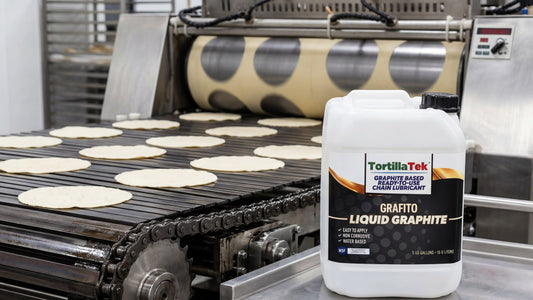 TortillaTek graphite chain lubricant 5 gallon pail for tortilla oven slat belt chains