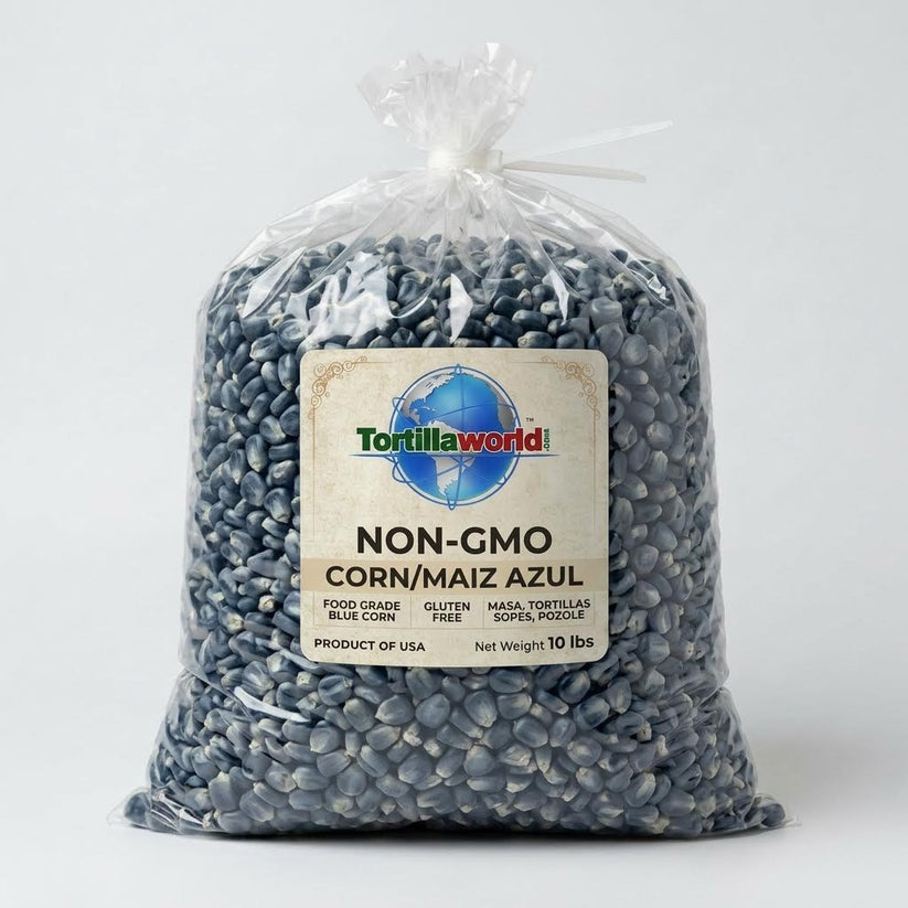 blue corn kernels from USDA organic blue corn bundle two 5 lb bags with cal close up