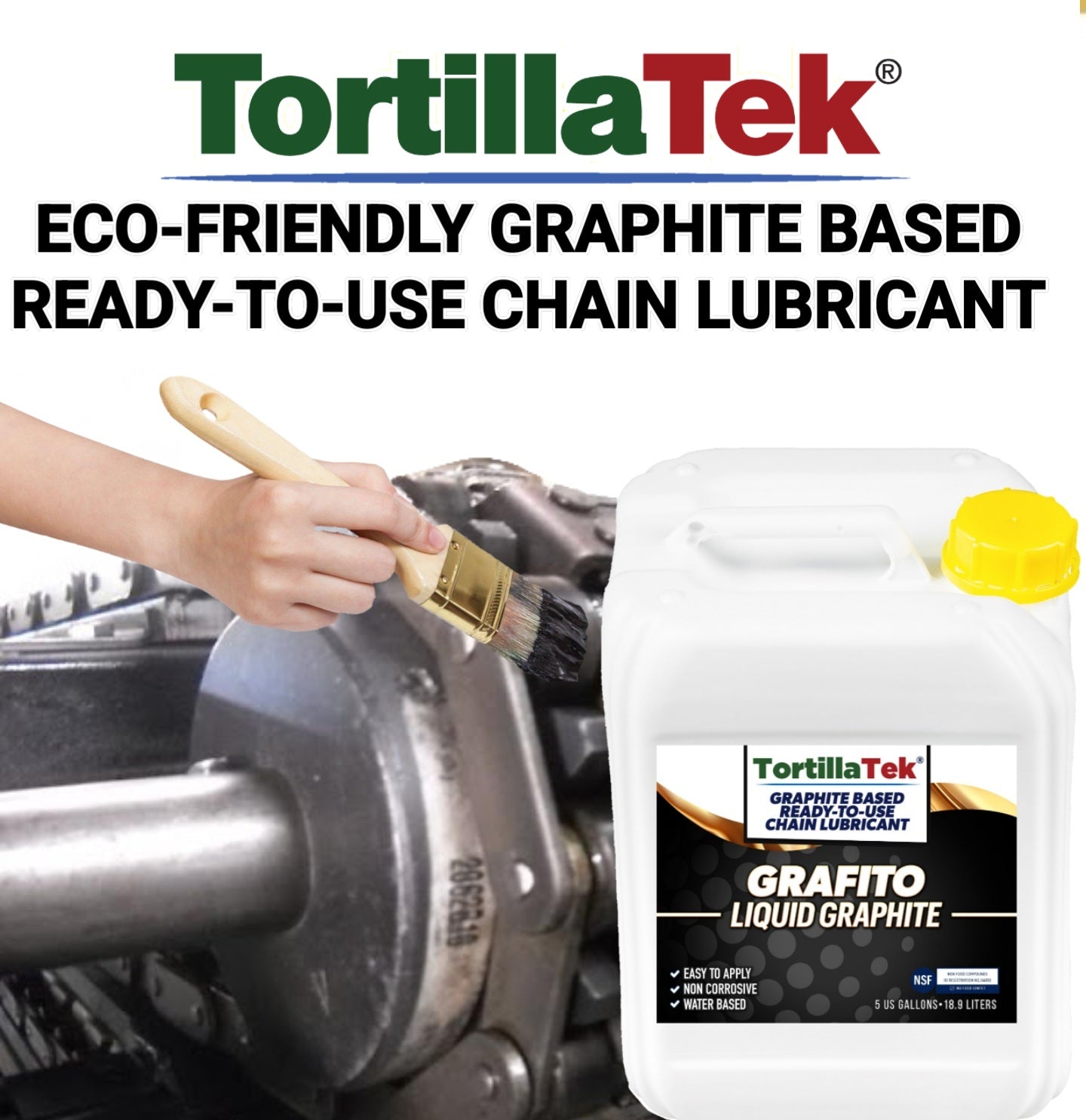 TortillaTek graphite chain lubricant for tortilla ovens water based NSF H2 formula