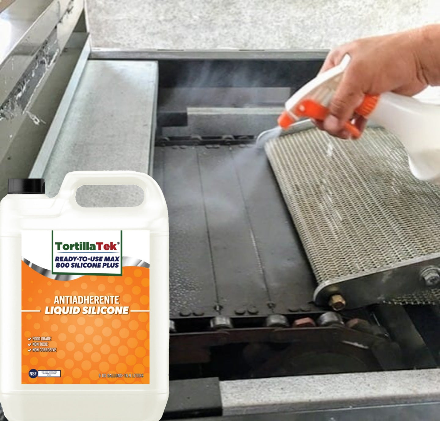 TortillaTek MAX 800 ready to use food safe silicone lubricant product label