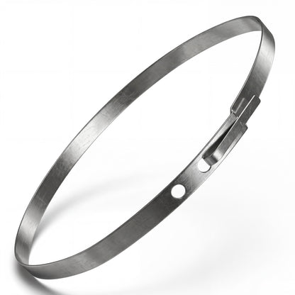 close up of stainless steel bands cinchos for tortilla machines showing surface finish