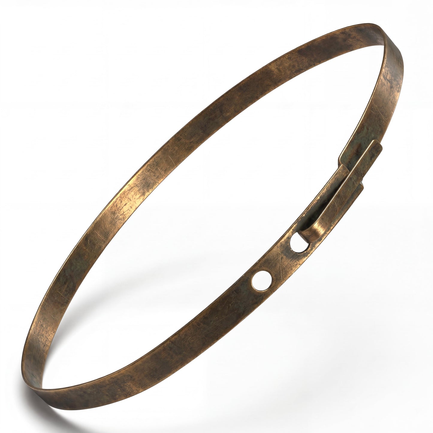 close up of bronze bands cinchos for tortilla machines showing metal quality