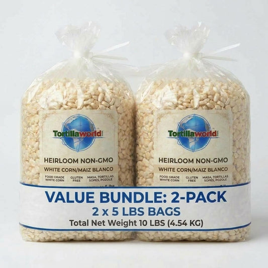 White Heirloom Corn Nixtamal Bundle Pack = 10 Lbs Of Corn Plus 16 oz. Of Cal For Authentic Masa (Copy) (Copy)