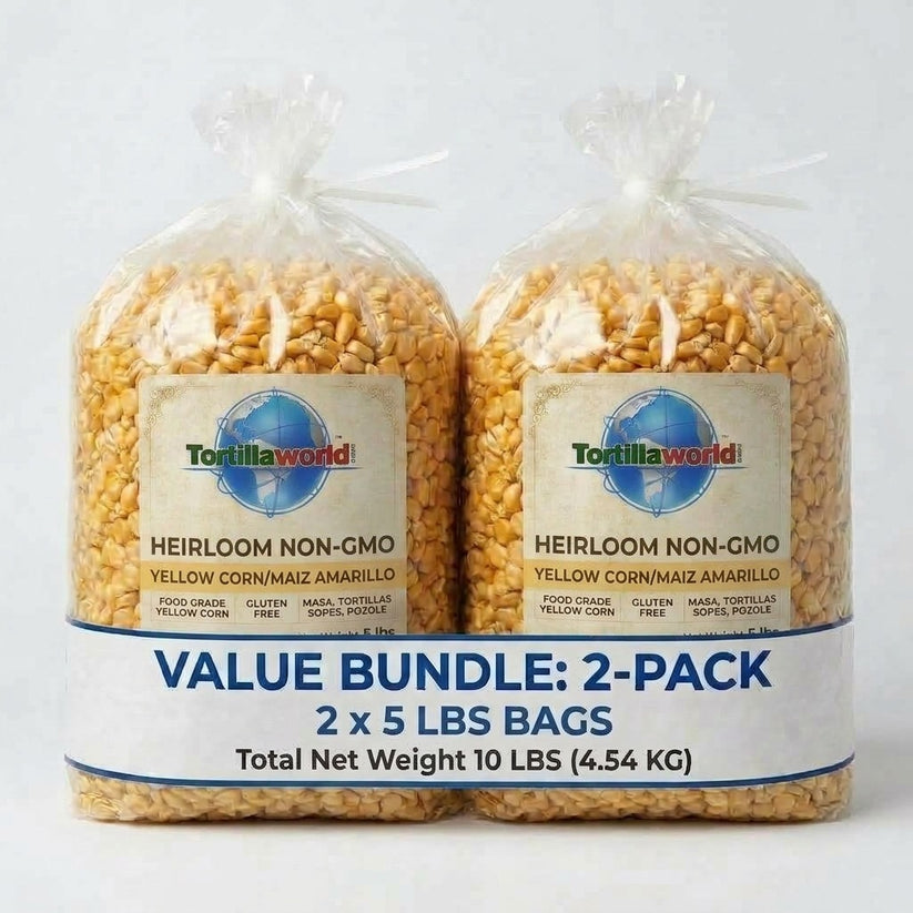 Yellow Heirloom Corn Nixtamal Bundle Pack = 10 Lbs Of Corn Plus 16 oz. Of Cal For Authentic Masa (Copy) (Copy) (Copy)