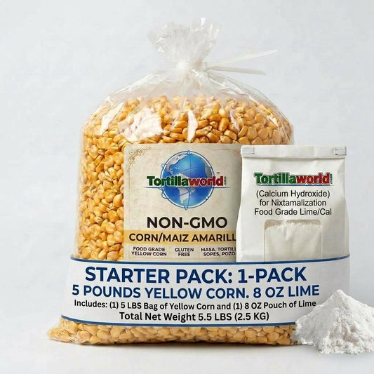 Yellow Corn Nixtamal Kit = 5 lbs of corn plus 8 oz. of cal for Authentic Masa