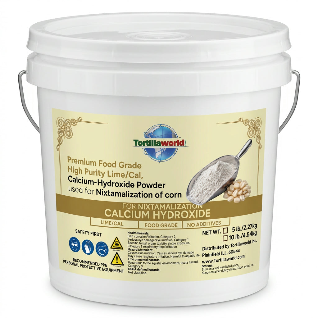 Premium Food Grade High Purity Lime/Cal, Calcium-Hydroxide Powder used for Nixtamalization of corn (5 & 10 lb. Pail)