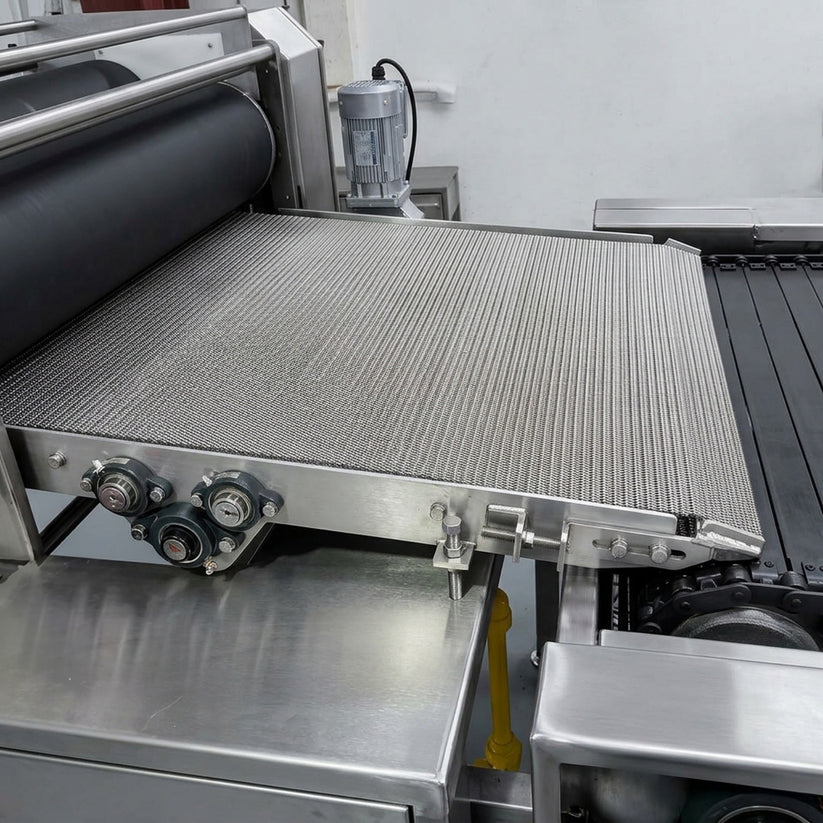Replacement discharge and turn around mesh belting for tortilla ovens