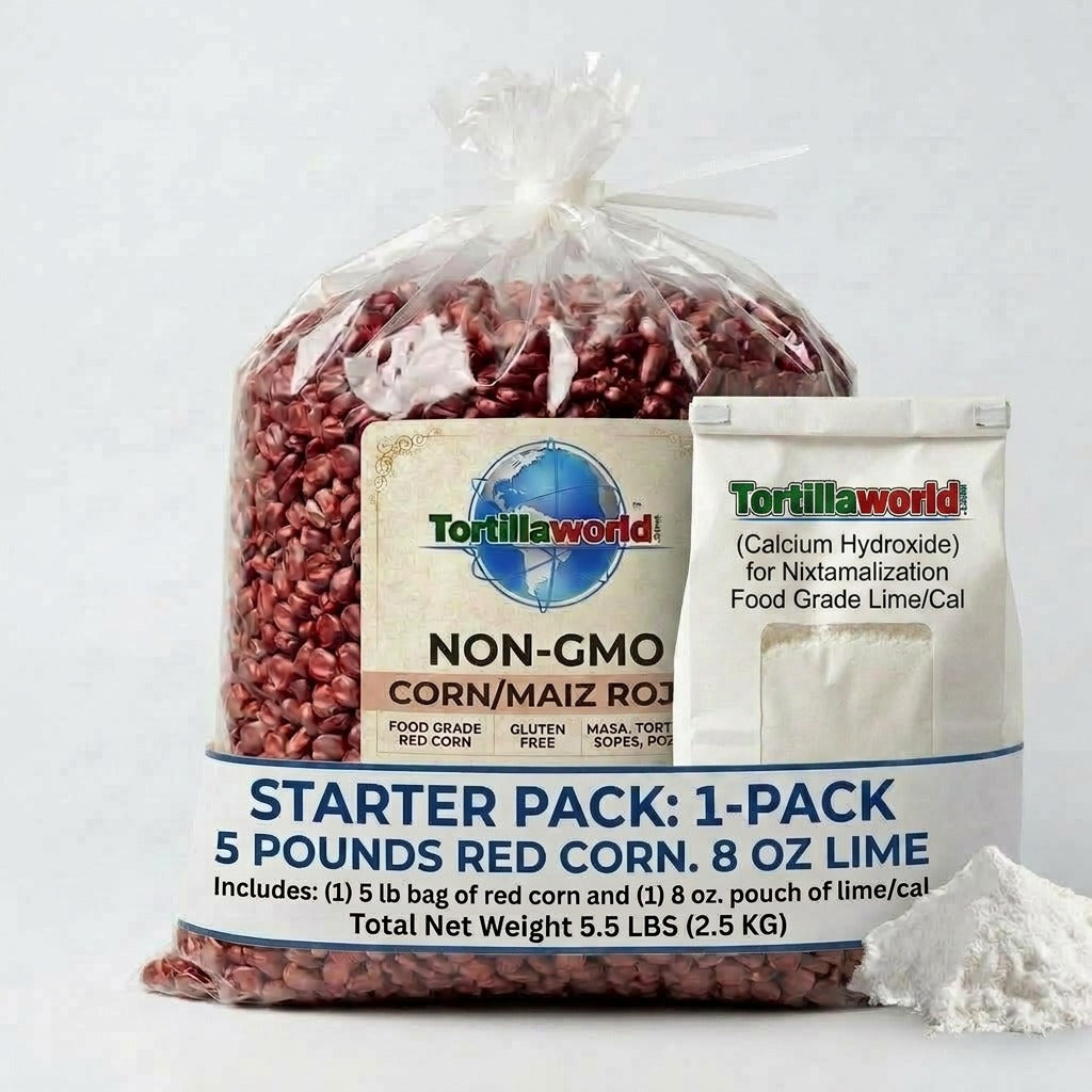 Ruby Red NON-GMO Corn Nixtamal Kit = 5 lbs of corn plus 8 oz. of cal for Authentic Masa