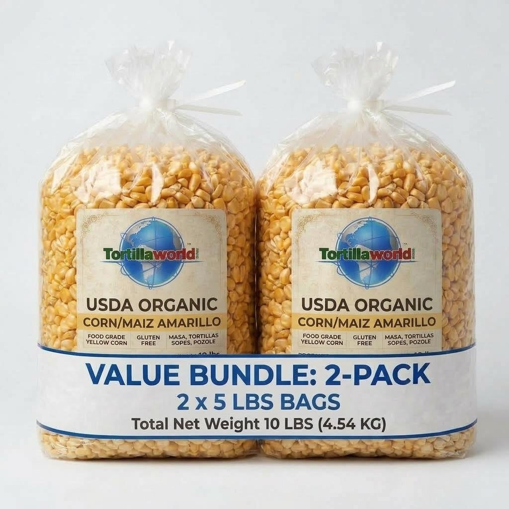 USDA organic yellow corn bundle two 5 lb bags with cal for making tortillas